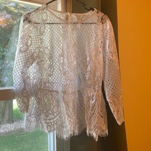 Lace white mesh top size medium